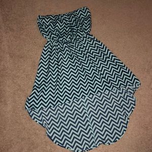 Chevron strapless high low dress